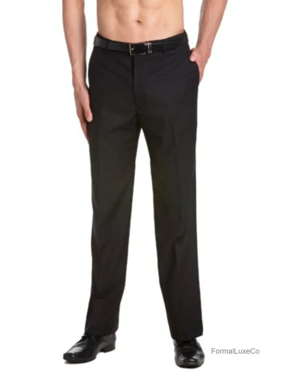 Men's Flat Front Tuxedo Pants with Satin Band Stripe